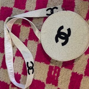 CC White Beaded Crossbody Bag